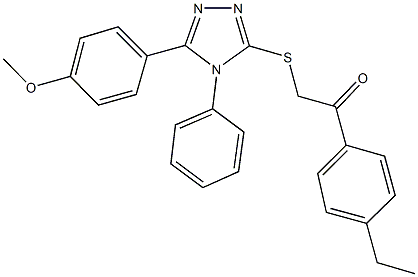 1-(4-ethylphenyl)-2-{[5-(4-methoxyphenyl)-4-phenyl-4H-1,2,4-triazol-3-yl]sulfanyl}ethanone Struktur