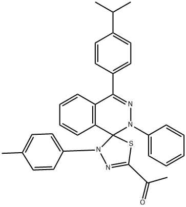 1-[4-(4-isopropylphenyl)-4'-(4-methylphenyl)-2-phenyl-1,2,4',5'-tetrahydrospiro(phthalazine-1,5'-[1,3,4]-thiadiazole)-2'-yl]ethanone Struktur