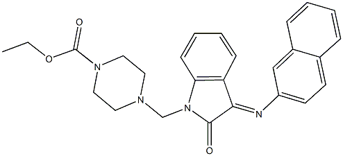 ethyl 4-{[3-(2-naphthylimino)-2-oxo-2,3-dihydro-1H-indol-1-yl]methyl}-1-piperazinecarboxylate Struktur