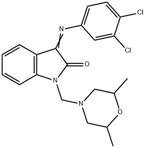 3-[(3,4-dichlorophenyl)imino]-1-[(2,6-dimethyl-4-morpholinyl)methyl]-1,3-dihydro-2H-indol-2-one Struktur