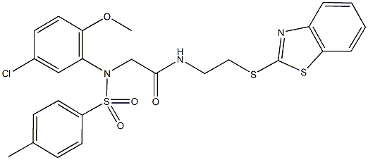 N-[2-(1,3-benzothiazol-2-ylsulfanyl)ethyl]-2-{5-chloro-2-methoxy[(4-methylphenyl)sulfonyl]anilino}acetamide Struktur