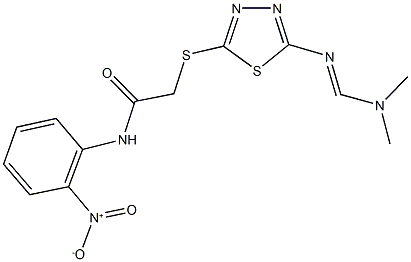 2-[(5-{[(dimethylamino)methylene]amino}-1,3,4-thiadiazol-2-yl)sulfanyl]-N-{2-nitrophenyl}acetamide Struktur