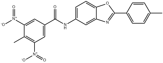 3,5-bisnitro-4-methyl-N-[2-(4-methylphenyl)-1,3-benzoxazol-5-yl]benzamide Struktur