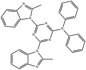 4,6-bis(2-methyl-1H-benzimidazol-1-yl)-N,N-diphenyl-1,3,5-triazin-2-amine Struktur