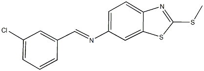 N-(3-chlorobenzylidene)-N-[2-(methylsulfanyl)-1,3-benzothiazol-6-yl]amine Struktur