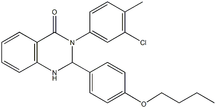 2-(4-butoxyphenyl)-3-(3-chloro-4-methylphenyl)-2,3-dihydro-4(1H)-quinazolinone Struktur