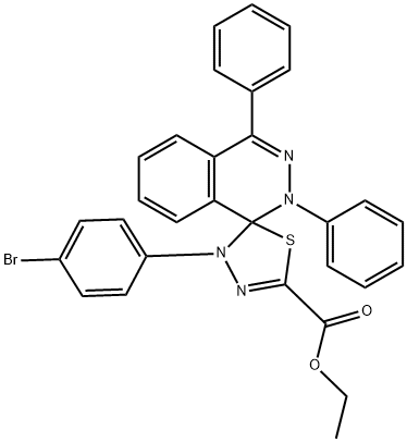 ethyl 4'-(4-bromophenyl)-2,4-diphenyl-1,2,4',5'-tetrahydrospiro(phthalazine-5,1'-[1,3,4]-thiadiazole)-2'-carboxylate Struktur