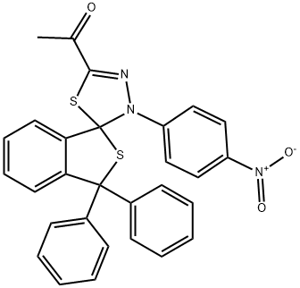 1-[1,1-diphenyl-4'-(4-nitrophenyl)-1,3,4',5'-tetrahydrospiro(2-benzothiophene-3,5'-[1,3,4]-thiadiazole)-2'-yl]ethanone Struktur