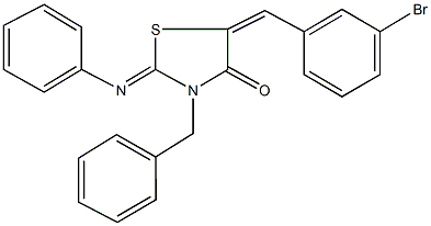 3-benzyl-5-(3-bromobenzylidene)-2-(phenylimino)-1,3-thiazolidin-4-one Struktur