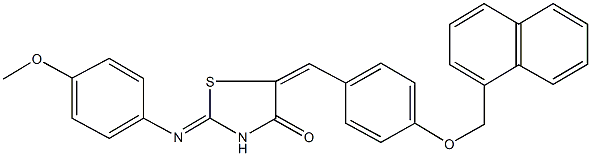 2-[(4-methoxyphenyl)imino]-5-[4-(1-naphthylmethoxy)benzylidene]-1,3-thiazolidin-4-one Struktur