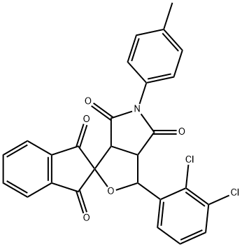 1-(2,3-dichlorophenyl)-5-(4-methylphenyl)-3a,6a-dihydrosprio[1H-furo[3,4-c]pyrrole-3,2'-(1'H)-indene]-1',3',4,6(2'H,3H,5H)-tetrone Struktur