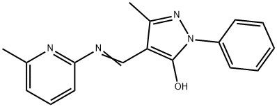 3-methyl-4-{[(6-methyl-2-pyridinyl)imino]methyl}-1-phenyl-1H-pyrazol-5-ol Struktur