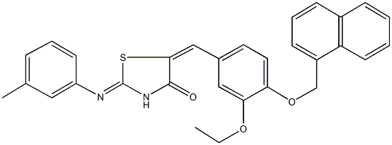 5-[3-ethoxy-4-(1-naphthylmethoxy)benzylidene]-2-[(3-methylphenyl)imino]-1,3-thiazolidin-4-one Struktur