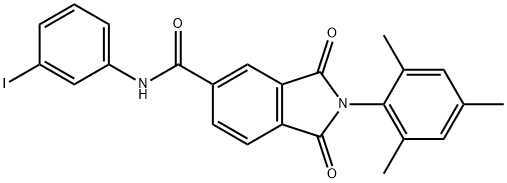 N-(3-iodophenyl)-2-mesityl-1,3-dioxo-5-isoindolinecarboxamide Struktur