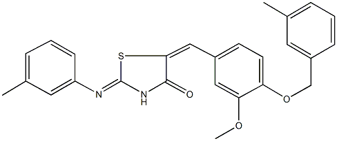 5-{3-methoxy-4-[(3-methylbenzyl)oxy]benzylidene}-2-[(3-methylphenyl)imino]-1,3-thiazolidin-4-one Struktur