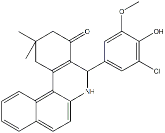 5-(3-chloro-4-hydroxy-5-methoxyphenyl)-2,2-dimethyl-2,3,5,6-tetrahydrobenzo[a]phenanthridin-4(1H)-one Struktur