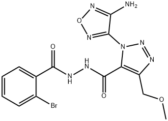 1-(4-amino-1,2,5-oxadiazol-3-yl)-N'-(2-bromobenzoyl)-4-(methoxymethyl)-1H-1,2,3-triazole-5-carbohydrazide Struktur