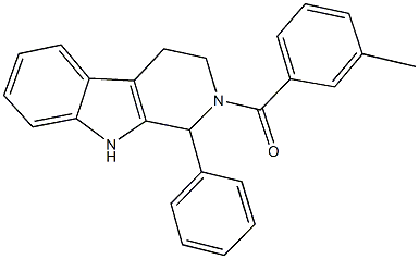 2-(3-methylbenzoyl)-1-phenyl-2,3,4,9-tetrahydro-1H-beta-carboline Struktur