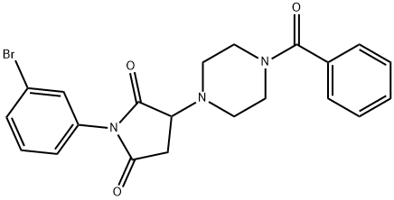 3-(4-benzoyl-1-piperazinyl)-1-(3-bromophenyl)-2,5-pyrrolidinedione Struktur