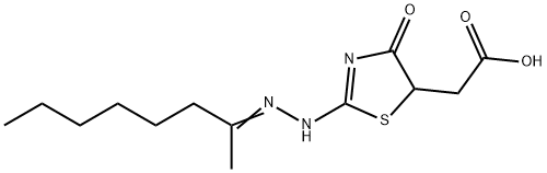 {2-[(1-methylheptylidene)hydrazono]-4-oxo-1,3-thiazolidin-5-yl}acetic acid Struktur