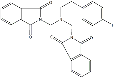 2-({[(1,3-dioxo-1,3-dihydro-2H-isoindol-2-yl)methyl][2-(4-fluorophenyl)ethyl]amino}methyl)-1H-isoindole-1,3(2H)-dione Struktur