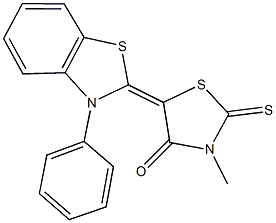 3-methyl-5-(3-phenyl-1,3-benzothiazol-2(3H)-ylidene)-2-thioxo-1,3-thiazolidin-4-one Struktur