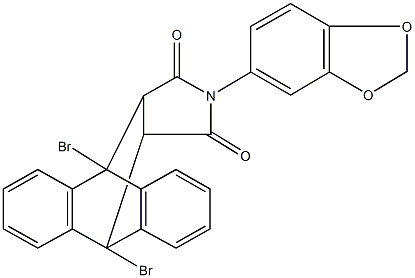 17-(1,3-benzodioxol-5-yl)-1,8-dibromo-17-azapentacyclo[6.6.5.0~2,7~.0~9,14~.0~15,19~]nonadeca-2,4,6,9,11,13-hexaene-16,18-dione Struktur