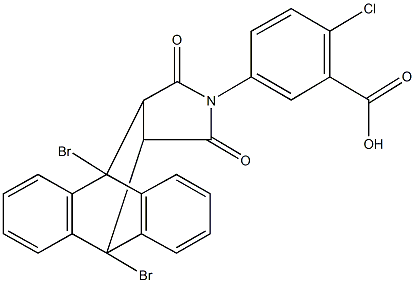 2-chloro-5-(1,8-dibromo-16,18-dioxo-17-azapentacyclo[6.6.5.0~2,7~.0~9,14~.0~15,19~]nonadeca-2,4,6,9,11,13-hexaen-17-yl)benzoic acid Struktur