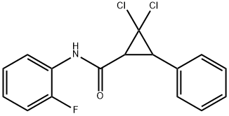 2,2-dichloro-N-(2-fluorophenyl)-3-phenylcyclopropanecarboxamide Struktur