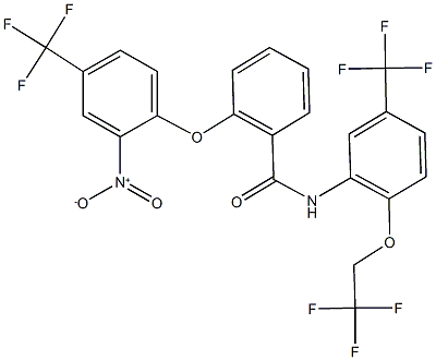 2-[2-nitro-4-(trifluoromethyl)phenoxy]-N-[2-(2,2,2-trifluoroethoxy)-5-(trifluoromethyl)phenyl]benzamide Struktur