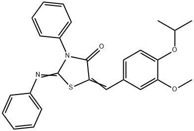 5-(4-isopropoxy-3-methoxybenzylidene)-3-phenyl-2-(phenylimino)-1,3-thiazolidin-4-one Struktur