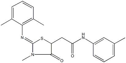 2-{2-[(2,6-dimethylphenyl)imino]-3-methyl-4-oxo-1,3-thiazolidin-5-yl}-N-(3-methylphenyl)acetamide Struktur