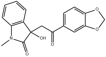 3-[2-(1,3-benzodioxol-5-yl)-2-oxoethyl]-3-hydroxy-1-methyl-1,3-dihydro-2H-indol-2-one Struktur