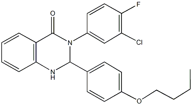 2-(4-butoxyphenyl)-3-(3-chloro-4-fluorophenyl)-2,3-dihydro-4(1H)-quinazolinone Struktur