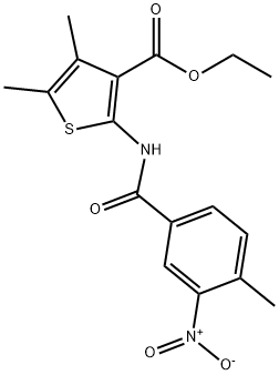 ethyl 2-({3-nitro-4-methylbenzoyl}amino)-4,5-dimethyl-3-thiophenecarboxylate Struktur