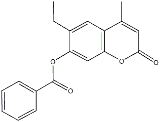 6-ethyl-4-methyl-2-oxo-2H-chromen-7-yl benzoate Struktur