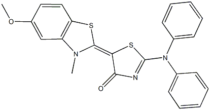 2-(diphenylamino)-5-(5-methoxy-3-methyl-1,3-benzothiazol-2(3H)-ylidene)-1,3-thiazol-4(5H)-one Struktur