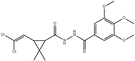 3-(2,2-dichlorovinyl)-2,2-dimethyl-N'-(3,4,5-trimethoxybenzoyl)cyclopropanecarbohydrazide Struktur