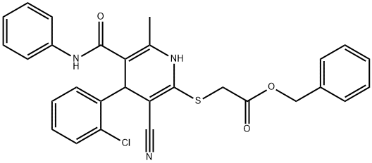 benzyl 2-{[5-(anilinocarbonyl)-4-(2-chlorophenyl)-3-cyano-6-methyl-1,4-dihydro-2-pyridinyl]sulfanyl}acetate Struktur