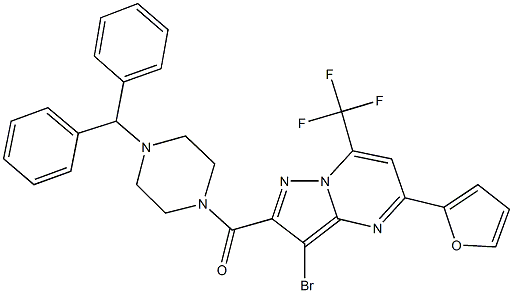 2-[(4-benzhydryl-1-piperazinyl)carbonyl]-3-bromo-5-(2-furyl)-7-(trifluoromethyl)pyrazolo[1,5-a]pyrimidine Struktur