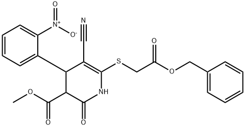 methyl 6-{[2-(benzyloxy)-2-oxoethyl]sulfanyl}-5-cyano-4-(2-nitrophenyl)-2-oxo-1,2,3,4-tetrahydro-3-pyridinecarboxylate Struktur