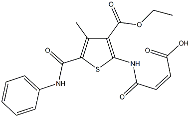 4-{[5-(anilinocarbonyl)-3-(ethoxycarbonyl)-4-methyl-2-thienyl]amino}-4-oxo-2-butenoic acid Struktur