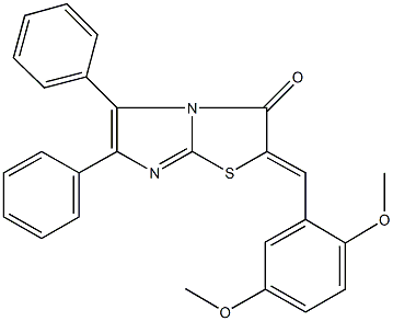 2-(2,5-dimethoxybenzylidene)-5,6-diphenylimidazo[2,1-b][1,3]thiazol-3(2H)-one Struktur