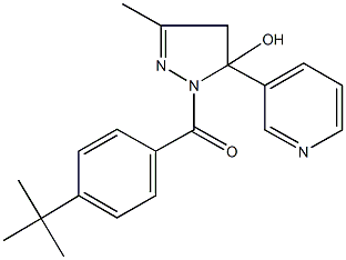 1-(4-tert-butylbenzoyl)-3-methyl-5-(3-pyridinyl)-4,5-dihydro-1H-pyrazol-5-ol Struktur