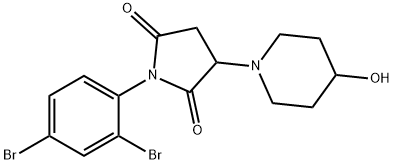 1-(2,4-dibromophenyl)-3-(4-hydroxy-1-piperidinyl)-2,5-pyrrolidinedione Struktur