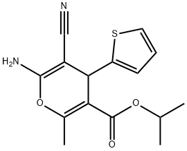 isopropyl 6-amino-5-cyano-2-methyl-4-(2-thienyl)-4H-pyran-3-carboxylate Struktur