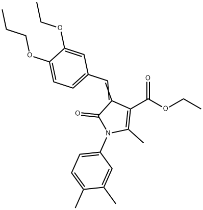 ethyl 1-(3,4-dimethylphenyl)-4-(3-ethoxy-4-propoxybenzylidene)-2-methyl-5-oxo-4,5-dihydro-1H-pyrrole-3-carboxylate Struktur