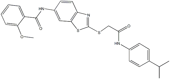 N-(2-{[2-(4-isopropylanilino)-2-oxoethyl]sulfanyl}-1,3-benzothiazol-6-yl)-2-methoxybenzamide Struktur