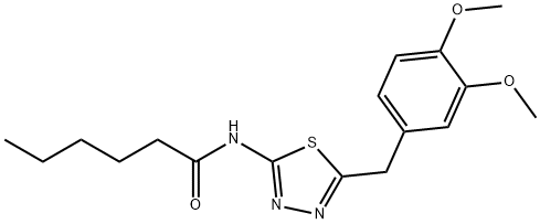 N-[5-(3,4-dimethoxybenzyl)-1,3,4-thiadiazol-2-yl]hexanamide Struktur