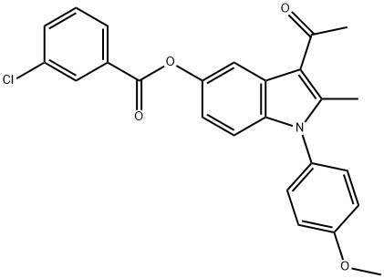 3-acetyl-1-(4-methoxyphenyl)-2-methyl-1H-indol-5-yl 3-chlorobenzoate Struktur